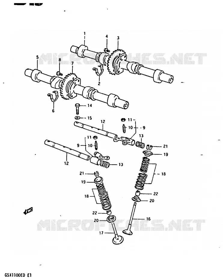 ARBRE A CAMES - SOUPAPES (MODELE Z) Suzuki MOTO 1100 GSX 1982  GSX1100Z(Z/D)