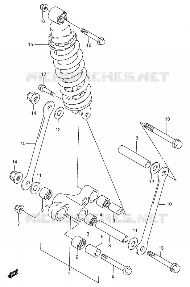 BIELLETTE DE SUSPENSION ARRIERE (GSF1200SAV/SAW/SAX/SAY) Suzuki MOTO 1200 BANDIT 1996  GSF1200ST(E2)