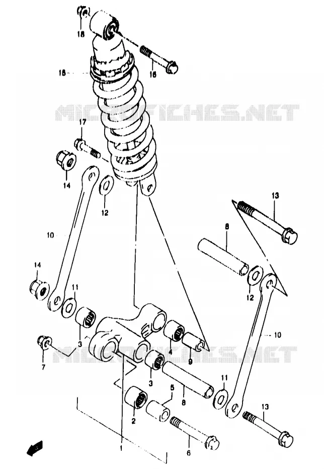 BIELLETTE DE SUSPENSION ARRIERE (GSF1200SAV/SAW/SAX/SAY) Suzuki MOTO 1200 BANDIT 1996  GSF1200T/GSF1200ST