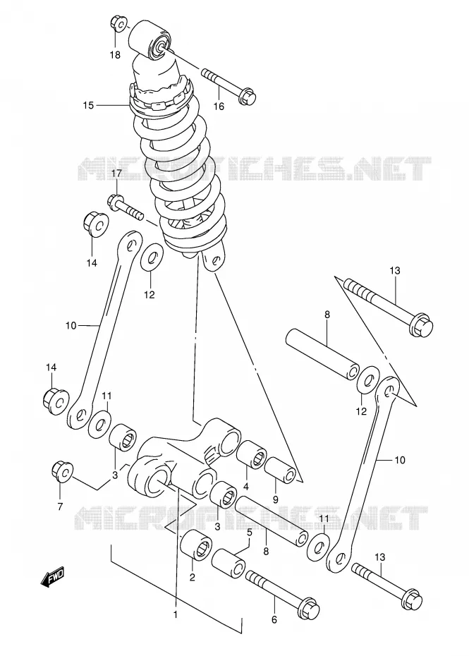 BIELLETTE DE SUSPENSION ARRIERE (GSF1200SAV) Suzuki MOTO 1200 BANDIT 2000  GSF1200SY(E28)