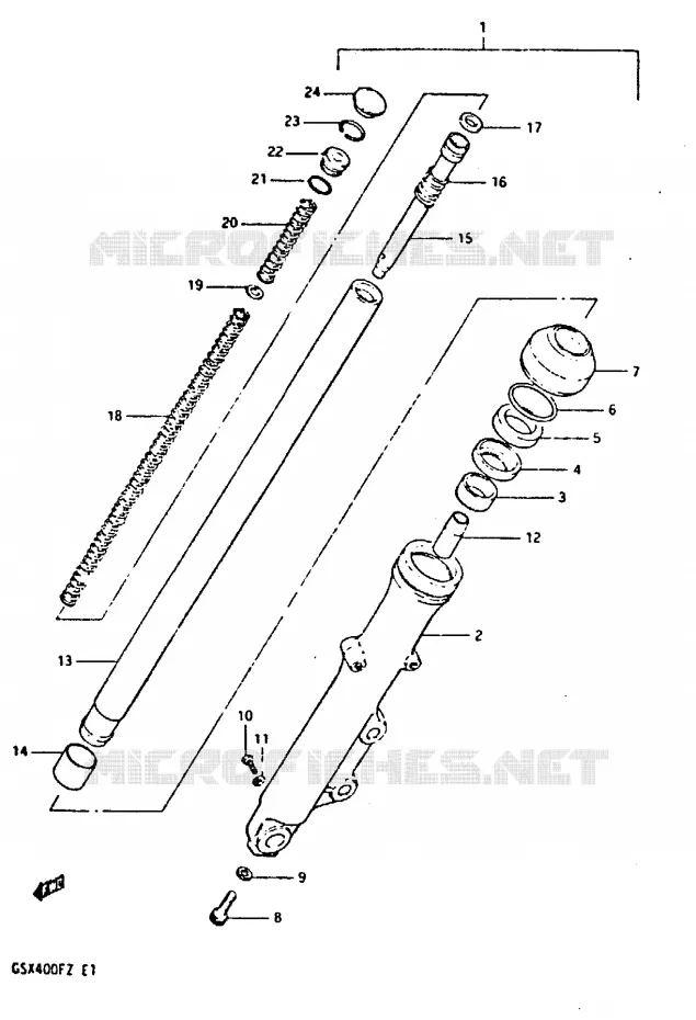 BRAS DE FOURCHE DROIT (MODELE Z) Suzuki MOTO 400 GSX 1982  GSX400FZ(X/Z)