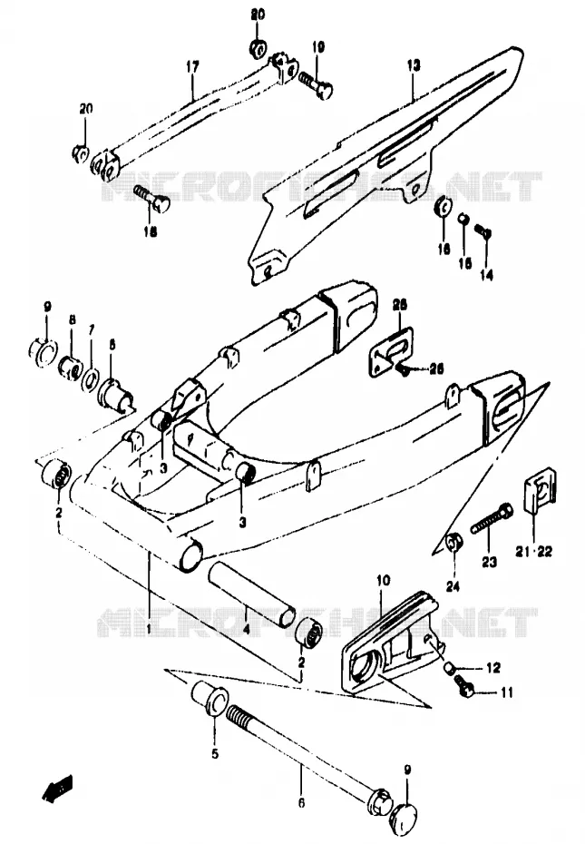 BRAS OSCILLANT ARRIERE (GSF1200SAV/SAW/SAX/SAY) Suzuki MOTO 1200 BANDIT 1996  GSF1200T(T/V/W/X/Y)