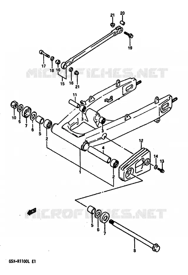 BRAS OSCILLANT ARRIERE (MODELE K) Suzuki MOTO 1100 GSX-R 1989  GSX-R1100K(K/L)