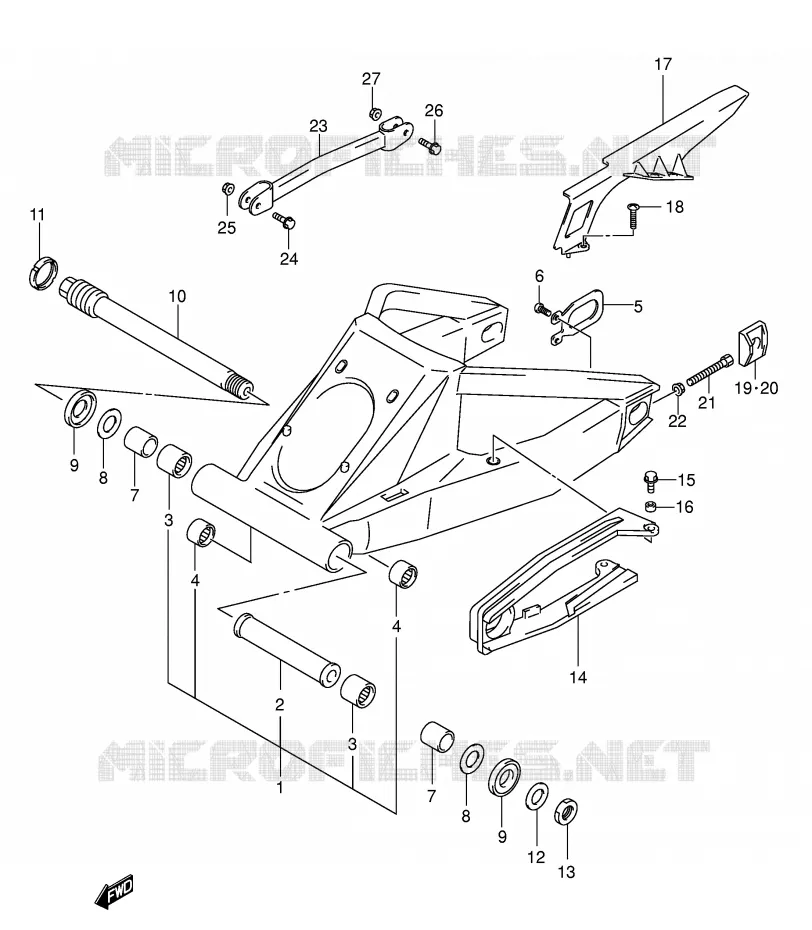 BRAS OSCILLANT ARRIERE (MODELE K3) Suzuki MOTO 1300 HAYABUSA 2002  GSX1300RU2K2(E2)