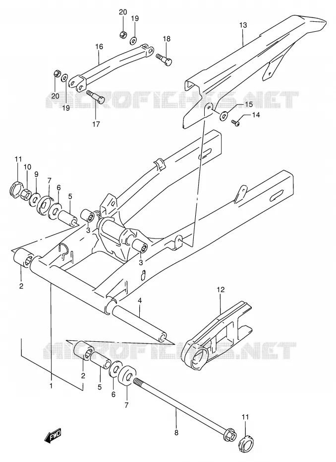 BRAS OSCILLANT ARRIERE Suzuki MOTO 250 GSX 1993  GSX250FP(E24)