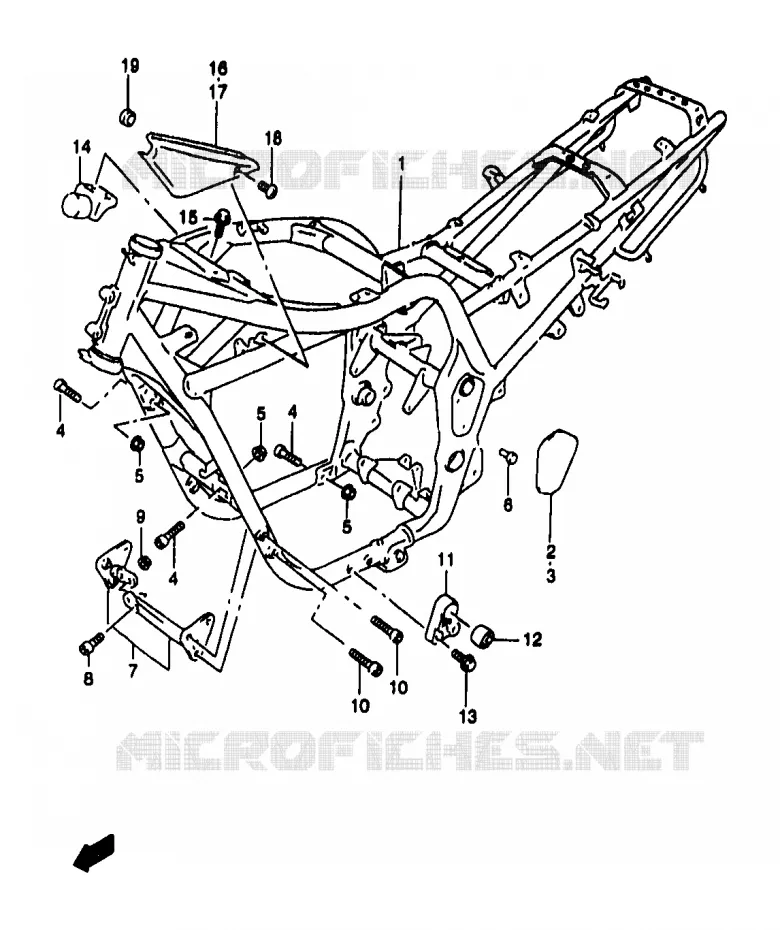 CADRE (GSF1200W/SW) Suzuki MOTO 1200 BANDIT 1996  GSF1200ST(T/V/W/X/Y)