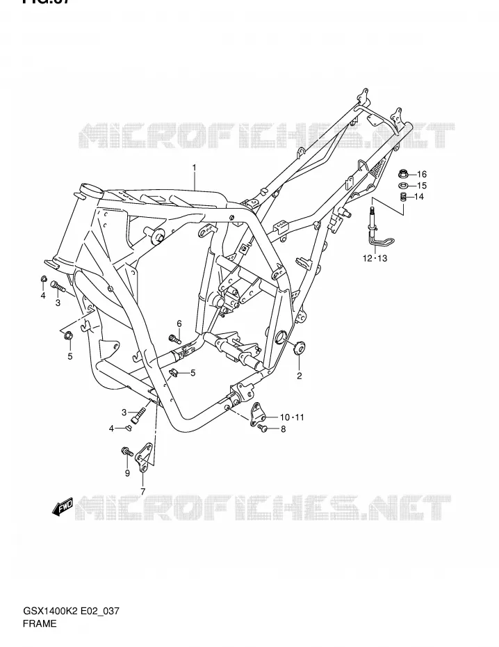 CADRE Suzuki MOTO 1400 GSX 2002  GSX1400U1K2(E2)