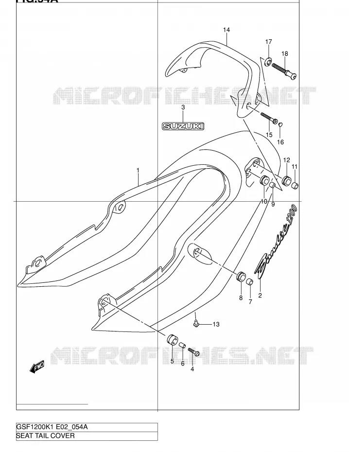CARENAGE ARRIERE - CAPOT DE SELLE (GSF1200K2) Suzuki MOTO 1200 BANDIT 2003  GSF1200SK3(E2)