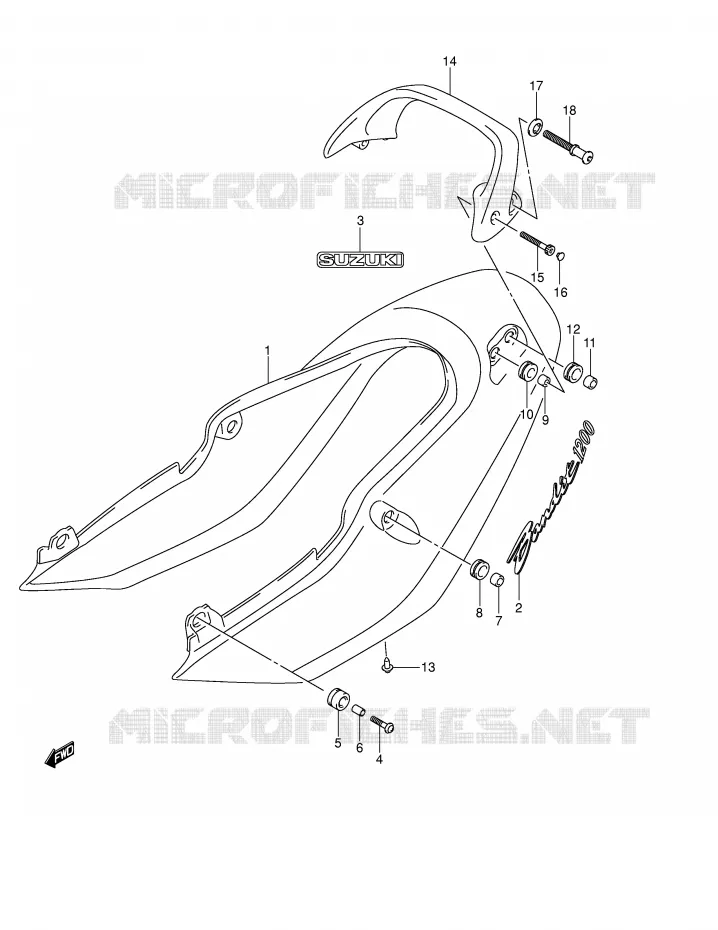 CARENAGE ARRIERE - CAPOT DE SELLE (GSF1200K4) Suzuki MOTO 1200 BANDIT 2005  GSF1200K5(E2)