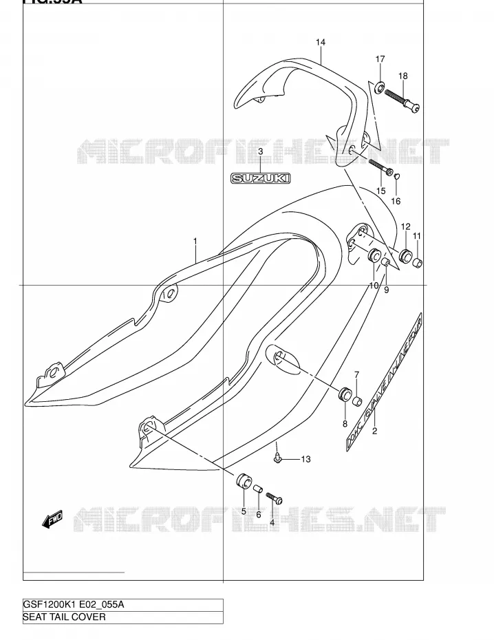 CARENAGE ARRIERE - CAPOT DE SELLE (GSF1200SK2) Suzuki MOTO 1200 BANDIT 2003  GSF1200K3(E2)