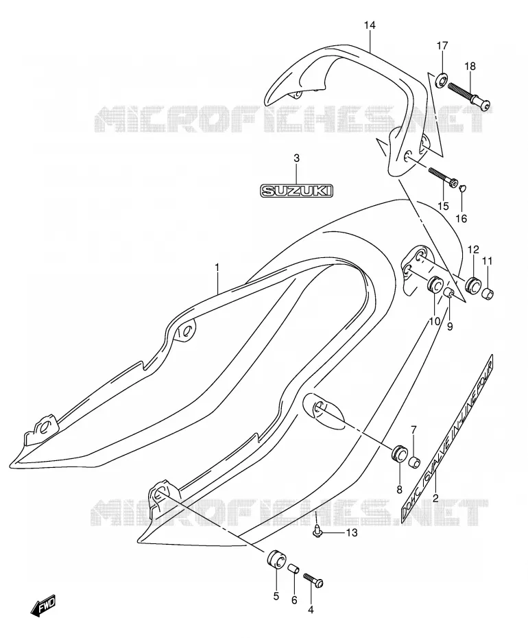CARENAGE ARRIERE - CAPOT DE SELLE (GSF1200SK3) Suzuki MOTO 1200 BANDIT 2003  GSF1200K3(E2)