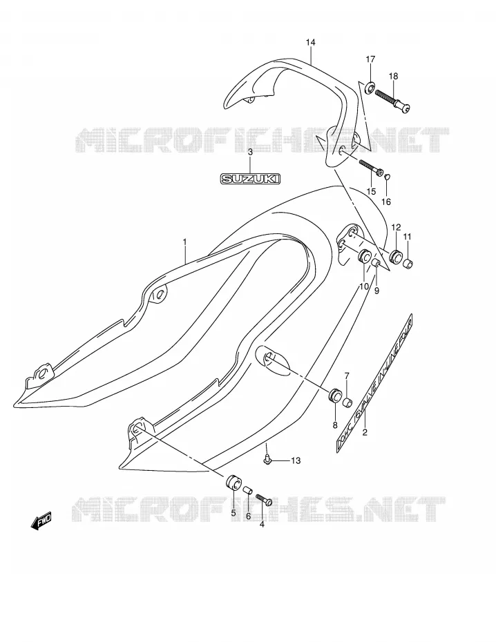 CARENAGE ARRIERE - CAPOT DE SELLE (GSF1200SK4) Suzuki MOTO 1200 BANDIT 2003  GSF1200K3(E2)