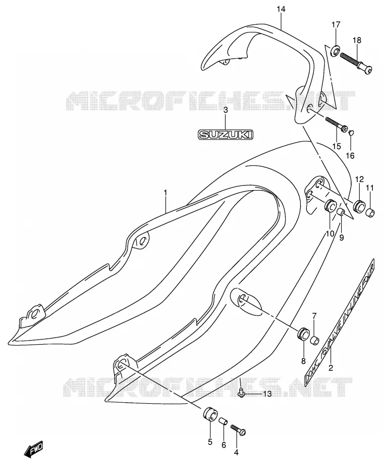 CARENAGE ARRIERE - CAPOT DE SELLE (GSF1200SK5) Suzuki MOTO 1200 BANDIT 2004  GSF1200ZK4(E2)