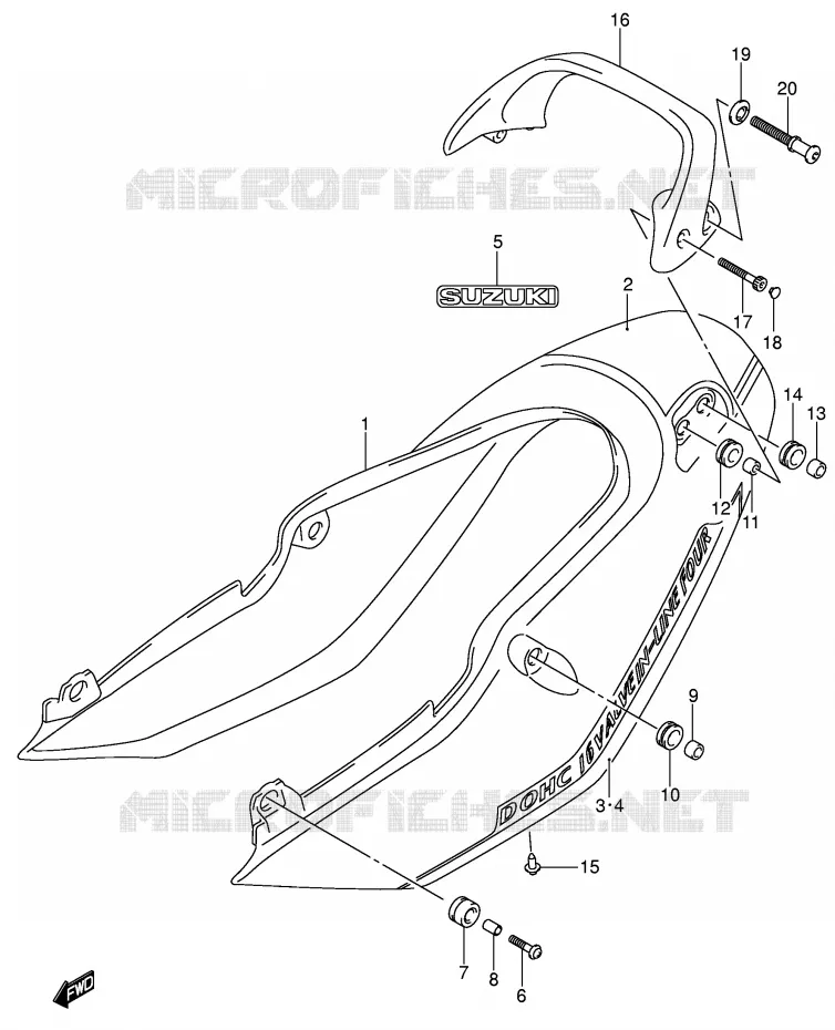 CARENAGE ARRIERE - CAPOT DE SELLE (GSF1200SZK5) Suzuki MOTO 1200 BANDIT 2004  GSF1200SK4(E2)