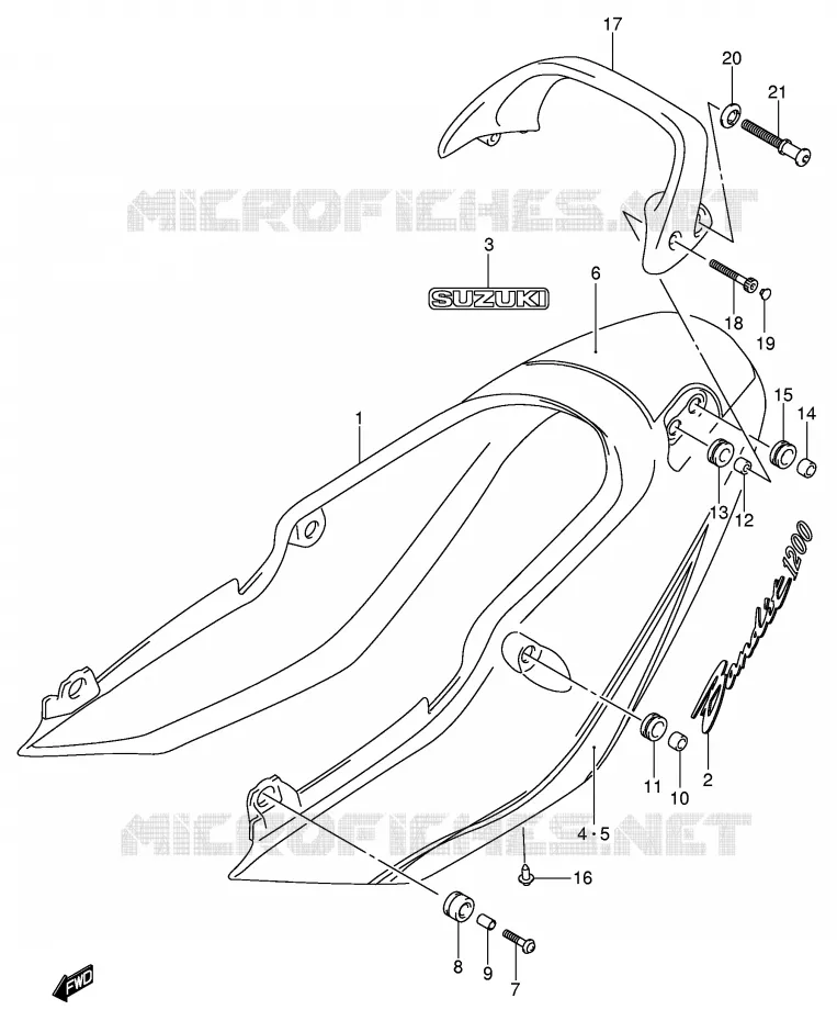 CARENAGE ARRIERE - CAPOT DE SELLE (GSF1200ZK5) Suzuki MOTO 1200 BANDIT 2005  GSF1200ZK5(E2)