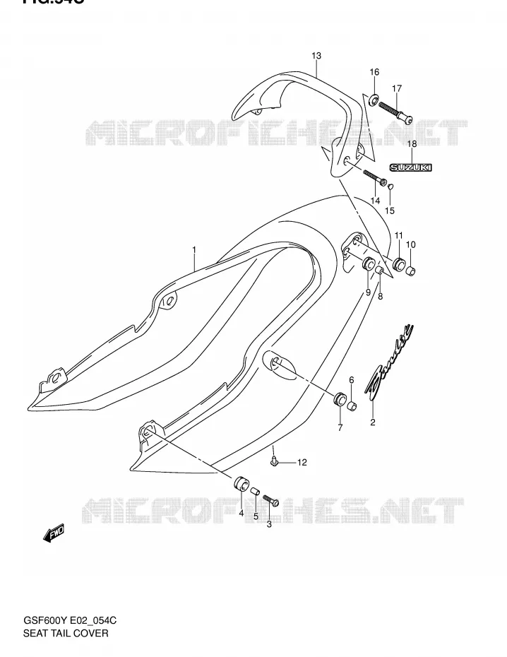 CARENAGE ARRIERE - CAPOT DE SELLE (GSF600K2/UK2) Suzuki MOTO 600 BANDIT 2004  GSF600ZK4(E2)