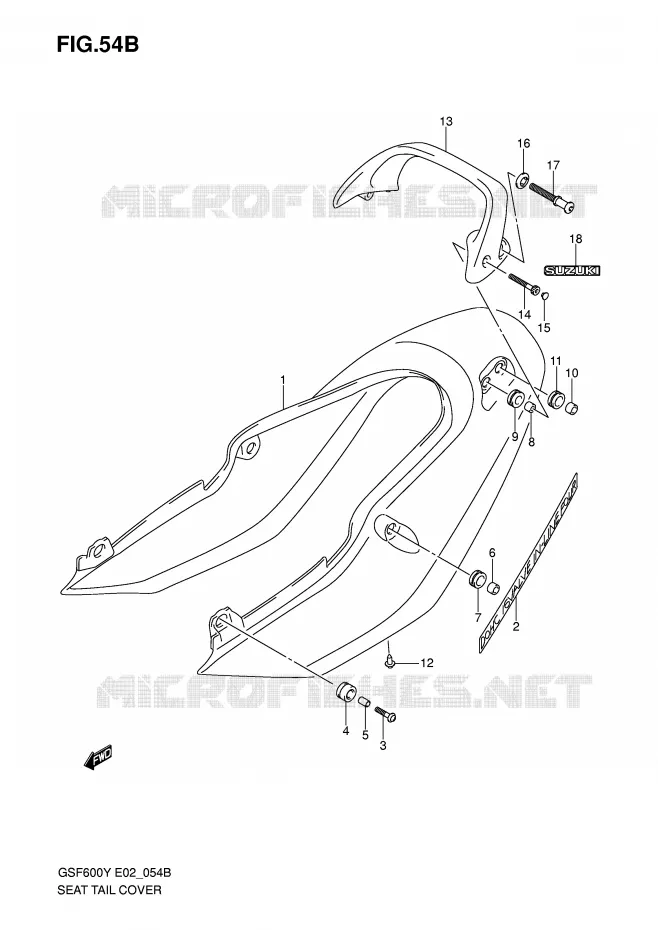 CARENAGE ARRIERE - CAPOT DE SELLE (GSF600SK1/SUK1) Suzuki MOTO 600 BANDIT 2000  GSF600Y(E2)