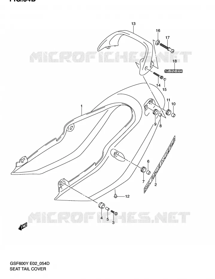 CARENAGE ARRIERE - CAPOT DE SELLE (GSF600SK2/SUK2) Suzuki MOTO 600 BANDIT 2001  GSF600SUK1(E2)