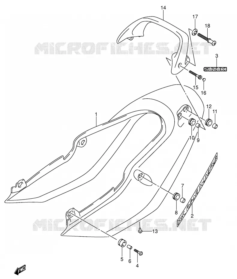 CARENAGE ARRIERE - CAPOT DE SELLE (GSF600SK3/SUK3) Suzuki MOTO 600 BANDIT 2004  GSF600SK4(E2)