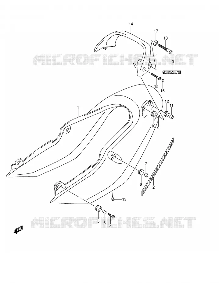 CARENAGE ARRIERE - CAPOT DE SELLE (GSF600SK4/SUK4) Suzuki MOTO 600 BANDIT 2000  GSF600UY(E2)