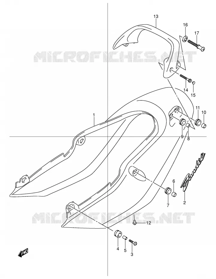 CARENAGE ARRIERE - CAPOT DE SELLE (GSF600Y/UY) Suzuki MOTO 600 BANDIT 2000  GSF600SUY(E2)