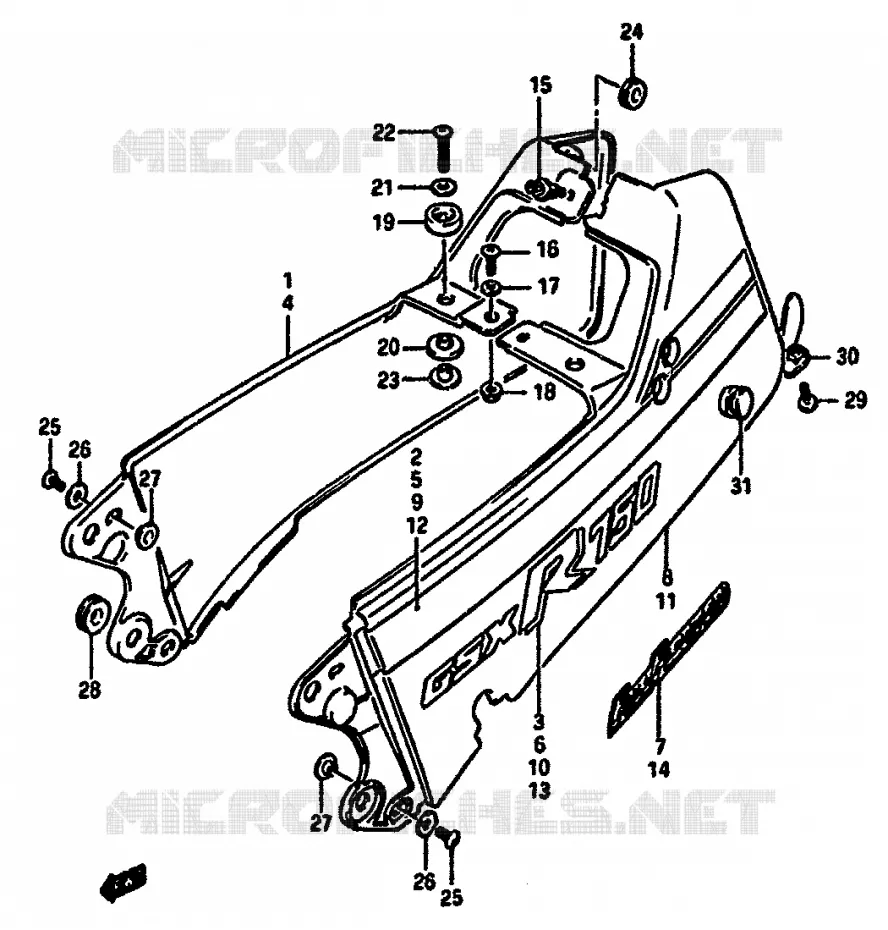 CARENAGE ARRIERE - CAPOT DE SELLE (MODELE F/G) Suzuki MOTO 750 GSX-R 1987  GSX-R750XH(F/G/H)