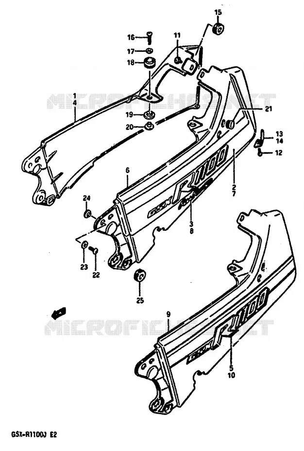 CARENAGE ARRIERE - CAPOT DE SELLE (MODELE G/H) Suzuki MOTO 1100 GSX-R 1987  GSX-R1100H(G/H/J)