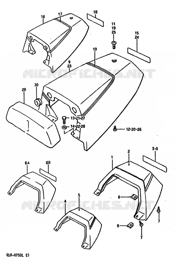 CARENAGE ARRIERE - CAPOT DE SELLE (MODELE J) Suzuki MOTO 750 GSX-R 1989  GSX-R750K(K/L/M)