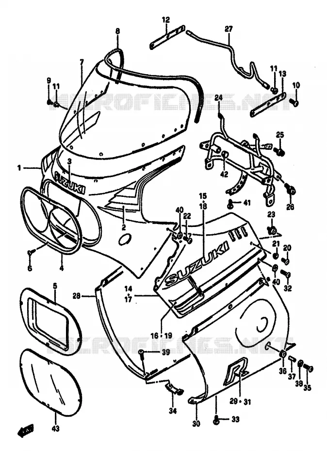 CARENAGE TETE DE FOURCHE (MODELE F) Suzuki MOTO 750 GSX-R 1985  GSX-R750F(F/G/H) E34
