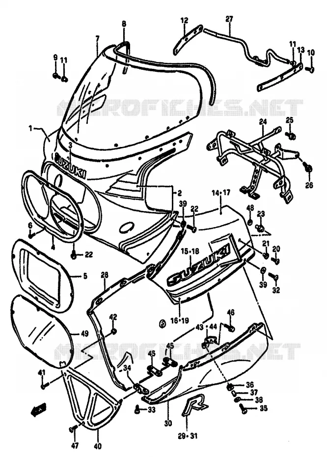 CARENAGE TETE DE FOURCHE (MODELE G) Suzuki MOTO 750 GSX-R 1987  GSX-R750XH(F/G/H)