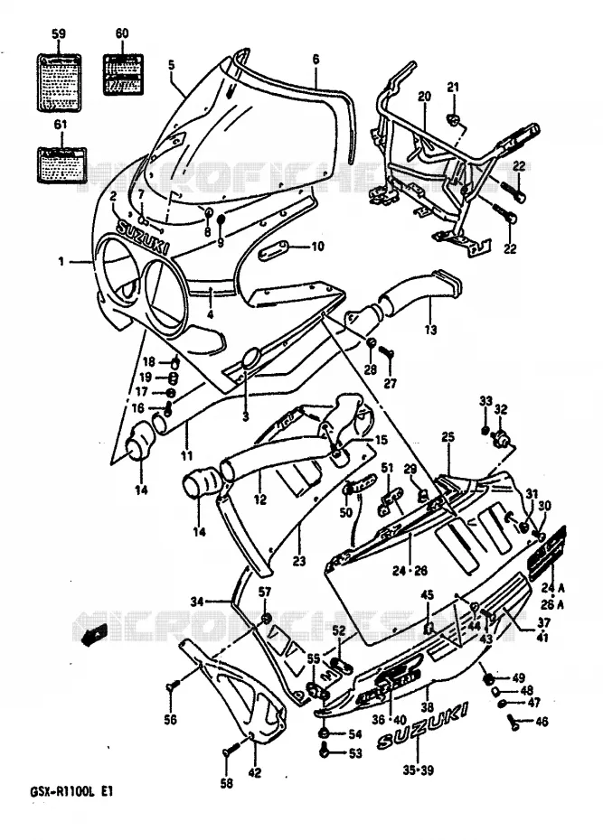 CARENAGE TETE DE FOURCHE (MODELE L 3EE) Suzuki MOTO 1100 GSX-R 1989  GSX-R1100K(K/L)