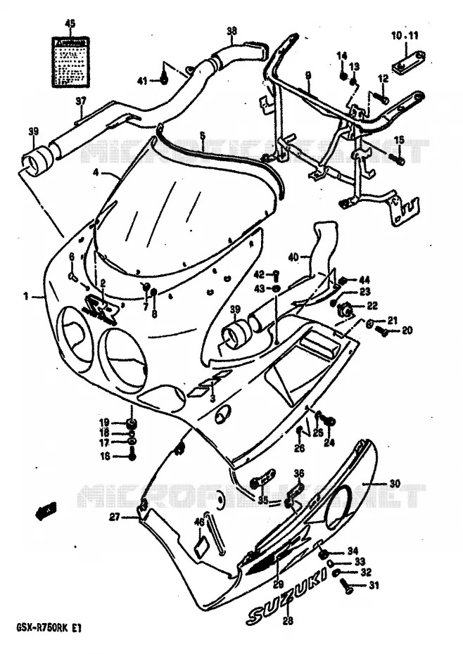 CARENAGE TETE DE FOURCHE Suzuki MOTO 750 GSX-R 1989  GSX-R750RK