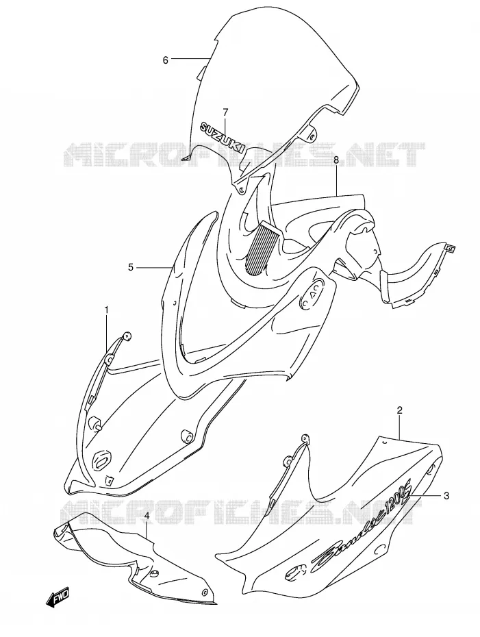 CARENAGES - ETIQUETTES (GSF1200SK3) Suzuki MOTO 1200 BANDIT 2005  GSF1200SZK5(E2)