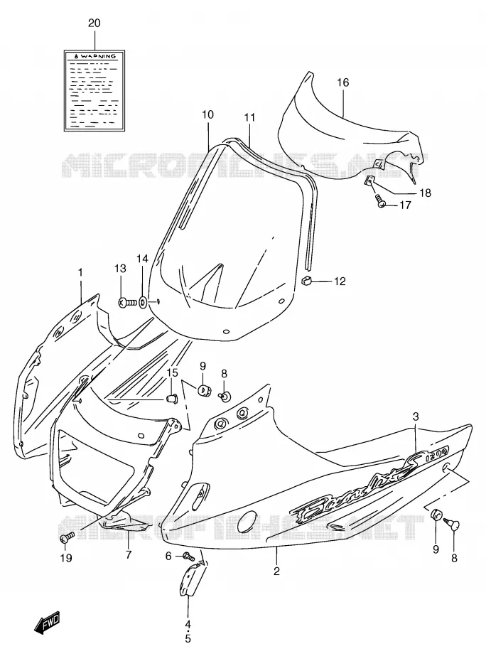 CARENAGES - ETIQUETTES (GSF1200SW/SAW) Suzuki MOTO 1200 BANDIT 2000  GSF1200SAY(E2)