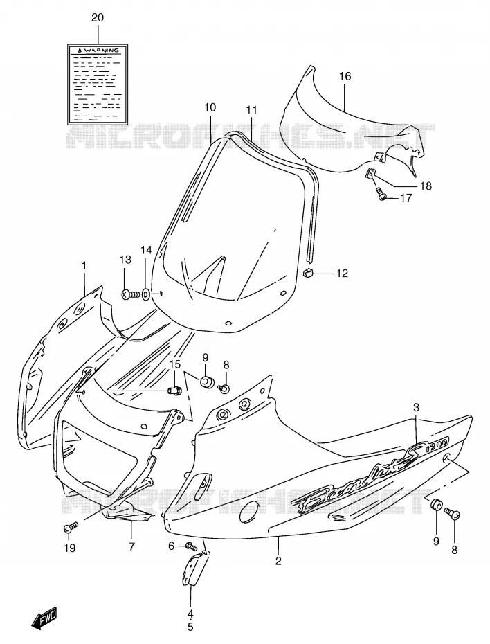 CARENAGES - ETIQUETTES (GSF1200SX/SAX) Suzuki MOTO 1200 BANDIT 1999  GSF1200SX(E2)