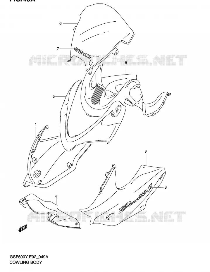 CARENAGES - ETIQUETTES (GSF600SK2/SUK2) Suzuki MOTO 600 BANDIT 2003  GSF600SK3(E2)