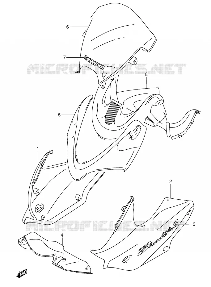CARENAGES - ETIQUETTES (GSF600SK3/SUK3) Suzuki MOTO 600 BANDIT 2003  GSF600SUK3(E2)