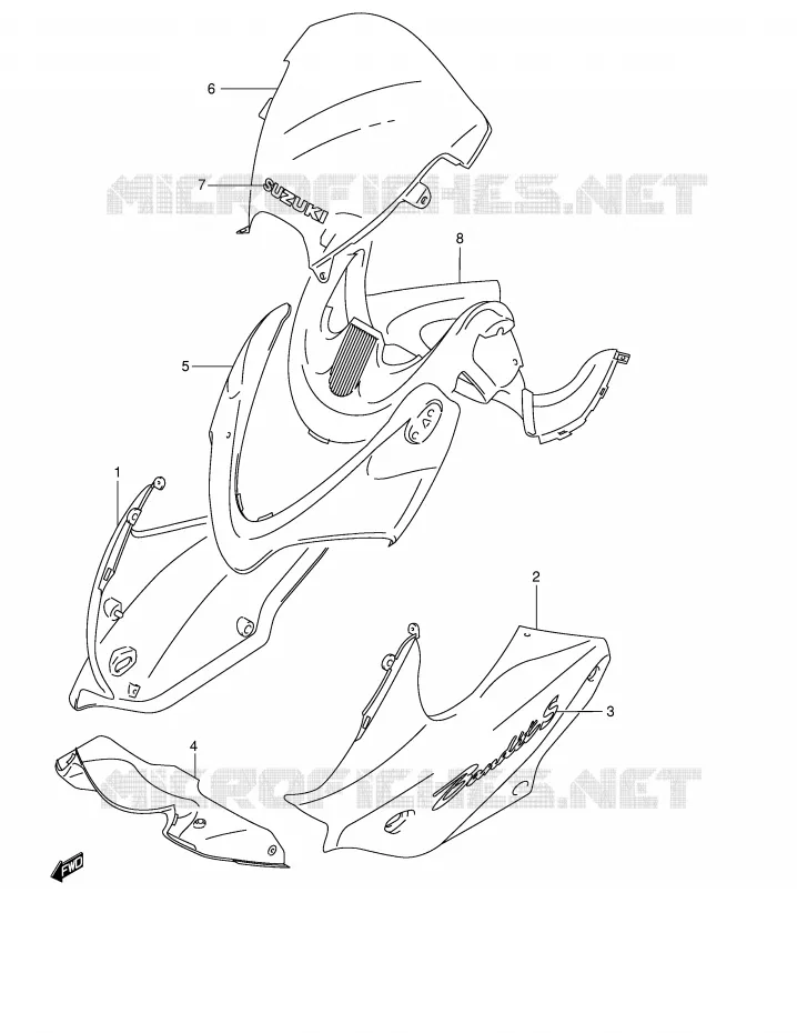 CARENAGES - ETIQUETTES (GSF600SK4/SUK4) Suzuki MOTO 600 BANDIT 2003  GSF600SUK3(E2)
