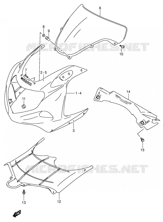 CARENAGES - ETIQUETTES (MODELE K1) Suzuki MOTO 600 GSX-R 2001  GSX-R600U2K1(E2)