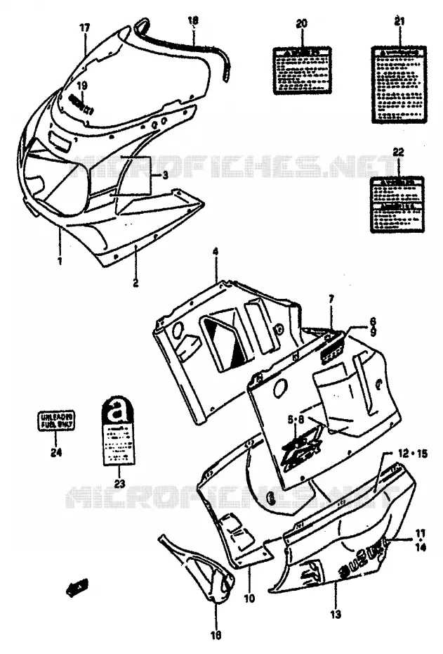 CARENAGES - ETIQUETTES (MODELE M 3EE) Suzuki MOTO 1100 GSX-R 1992  GSX-R1100 N (M/N)