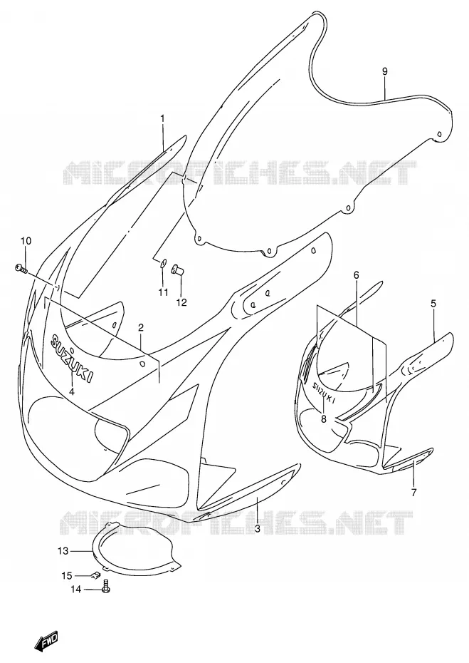 CARENAGES - ETIQUETTES (MODELE V) Suzuki MOTO 750 GSX-R 1999  GSX-R750X(E2)