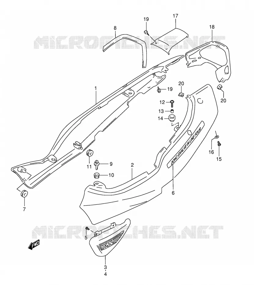 CARENAGES ARRIERE  (GSF1200SAV) Suzuki MOTO 1200 BANDIT 1997  GSF1200SV(E28)