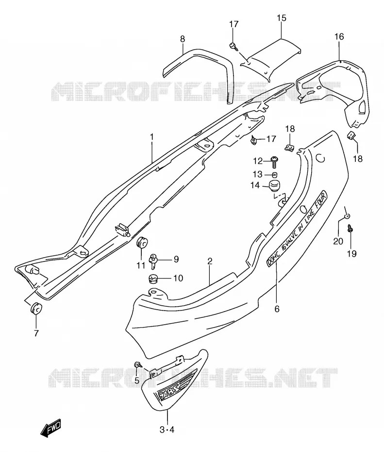 CARENAGES ARRIERE  (GSF1200SAV) Suzuki MOTO 1200 BANDIT 2000  GSF1200SAY(E2)