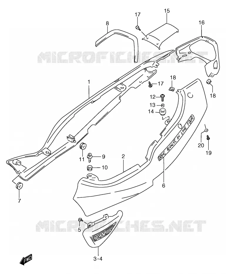 CARENAGES ARRIERE  (GSF1200SAW) Suzuki MOTO 1200 BANDIT 2000  GSF1200Y(E2)