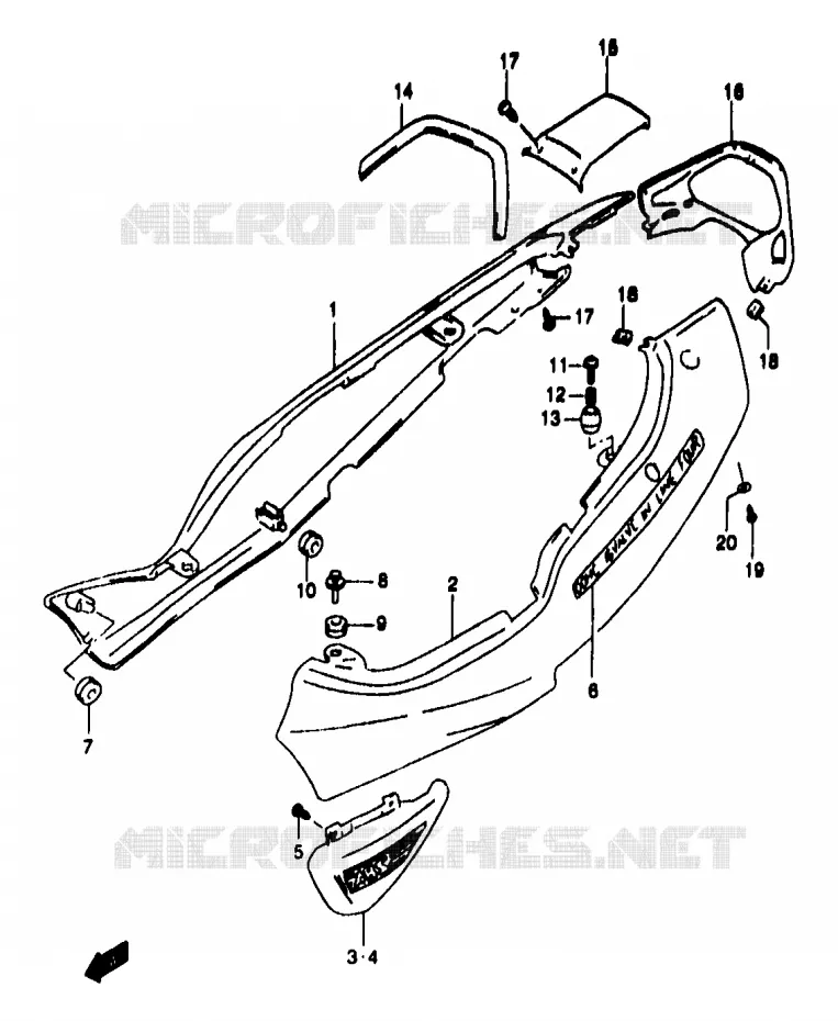 CARENAGES ARRIERE  (GSF1200SAX) Suzuki MOTO 1200 BANDIT 1996  GSF1200T(T/V/W/X/Y)