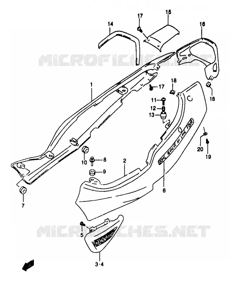 CARENAGES ARRIERE  (GSF1200SAY) Suzuki MOTO 1200 BANDIT 1998  GSF1200W/GSF1200SW/GSF1200SAW