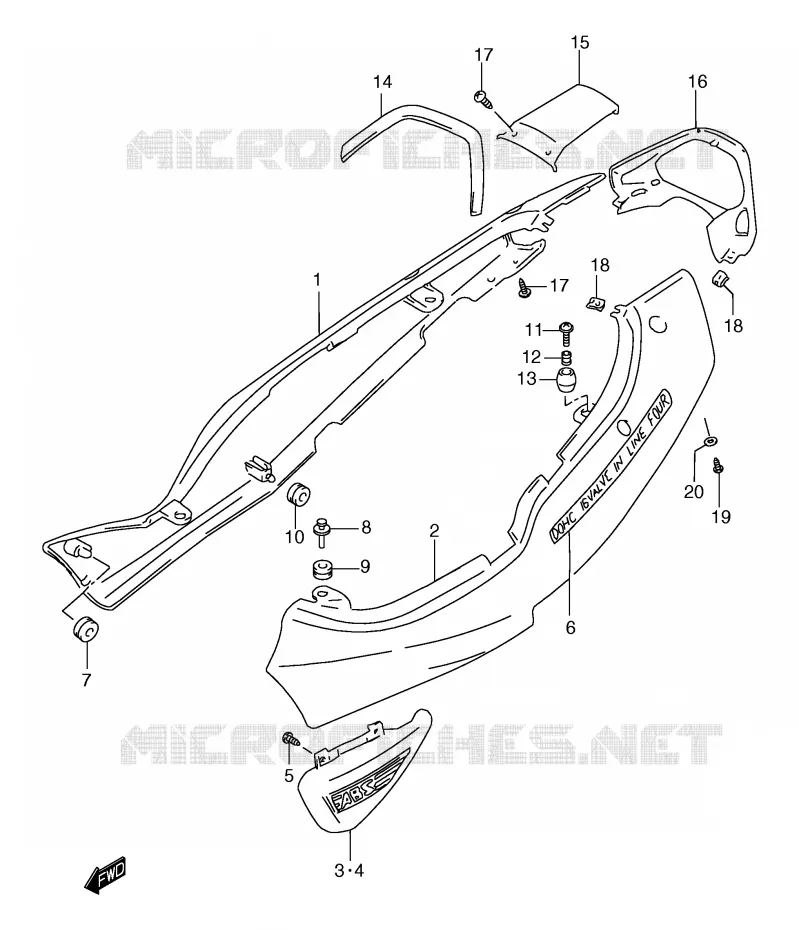 CARENAGES ARRIERE  (GSF1200SAY) Suzuki MOTO 1200 BANDIT 2000  GSF1200SY(E2)