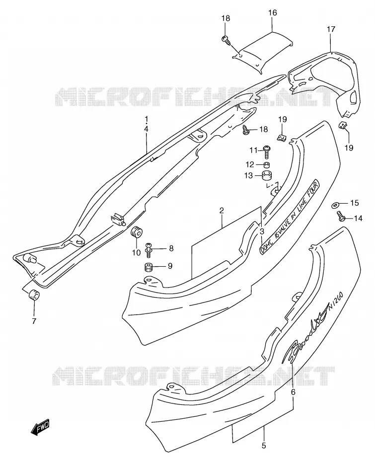 CARENAGES ARRIERE  (GSF1200V/SV) Suzuki MOTO 1200 BANDIT 1998  GSF1200SW(E2)