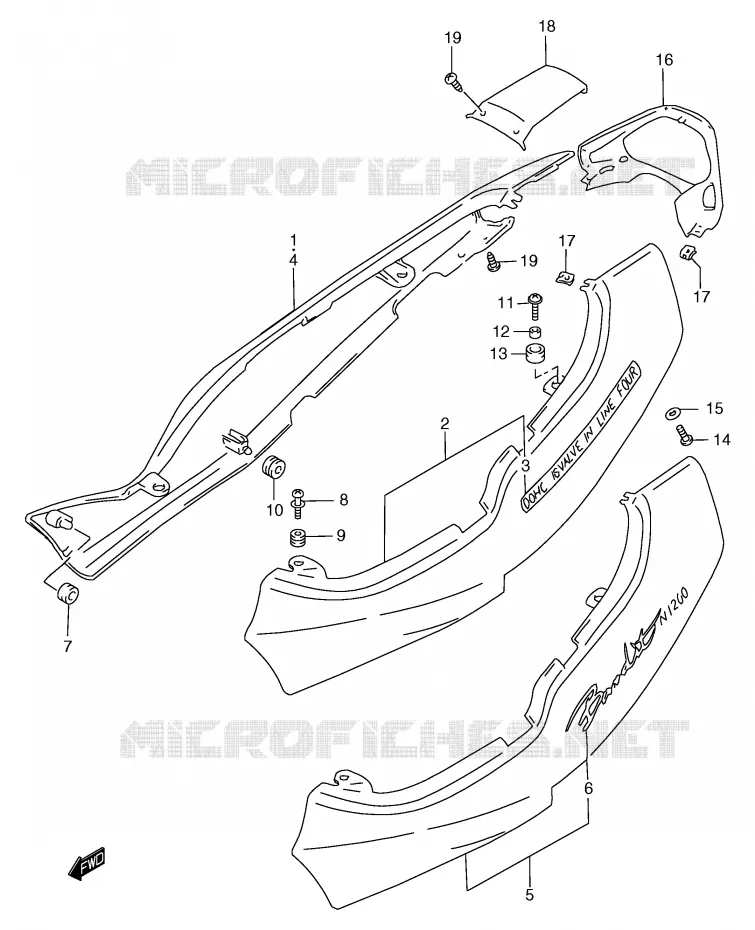 CARENAGES ARRIERE  (GSF1200W/SW) Suzuki MOTO 1200 BANDIT 1998  GSF1200SW(E2)