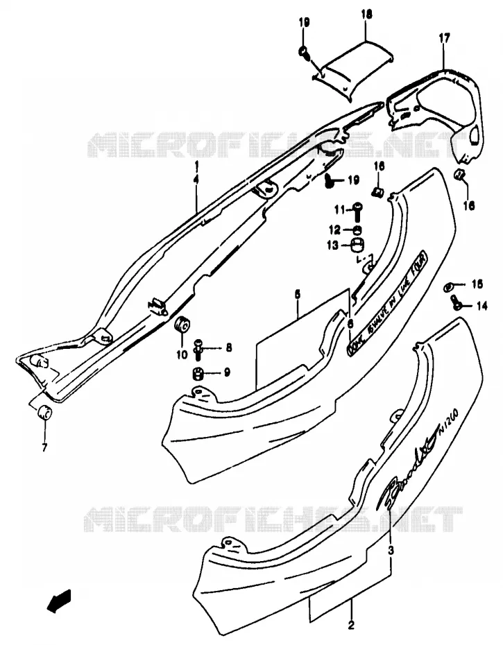 CARENAGES ARRIERE  (GSF1200X/SX) Suzuki MOTO 1200 BANDIT 2000  GSF1200SAY(T/V/W/X/Y)